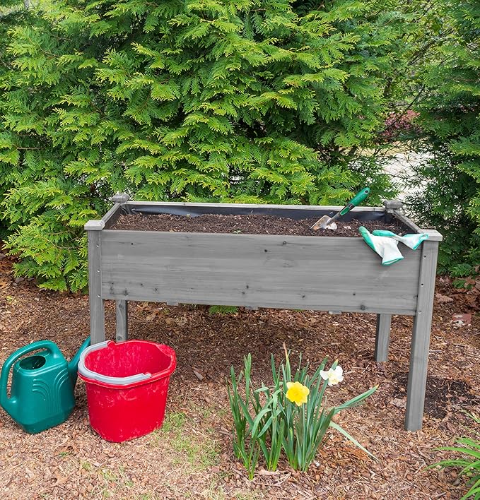 48x24x30 inch Raised Garden Bed with Legs Elevated Wooden Planter Box for Outdoor Plants Flowers Fruits Vegetable Herb Growing