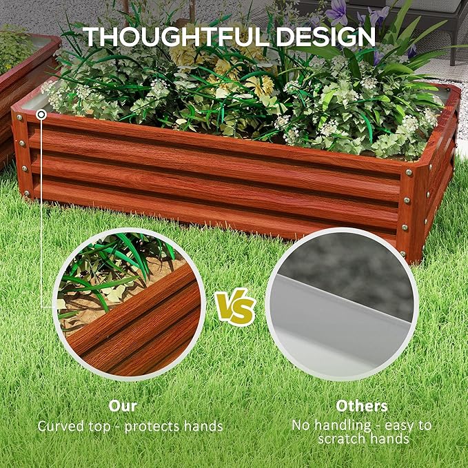 47.25x23.5x12in Brown Rustproof Galvanized Garden Bed Precision-Welded Steel Panels Open Base Enhancing Water Flow &amp Root Extension