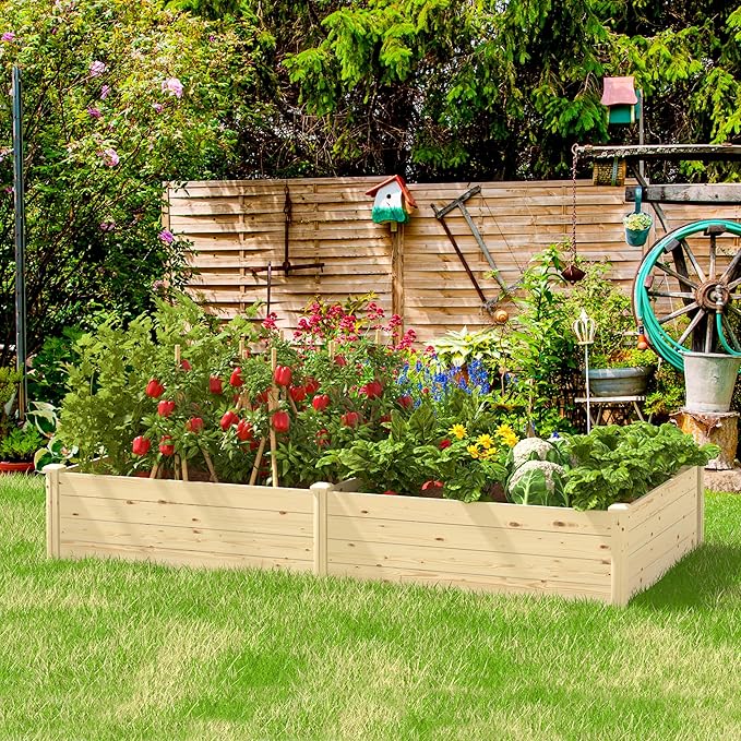 94''L x 47''H x 15''W Wooden Raised Garden Bed Elevated Planter Garden Box Stand Garden Bed Planter for Vegetables Flowers Herbs Ideal for Outdoor Gardening with Open Base