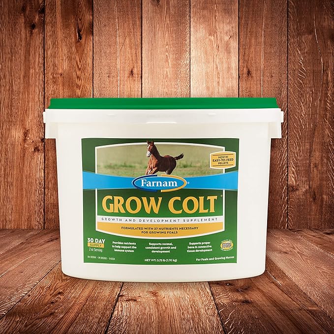 Farnam Grow Colt Supplement for Growth &amp Development Supports Normal consistent Growth in First Years of foal's Life 3.75 lbs. 30 Day Supply