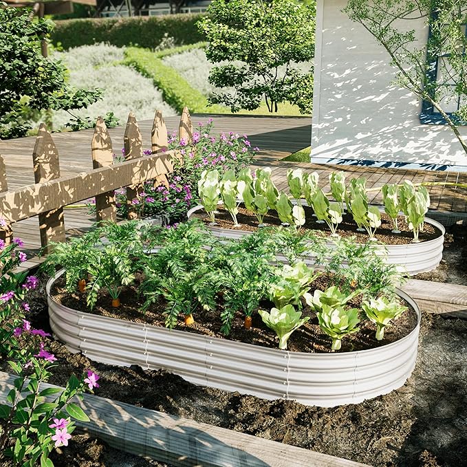 2 Pack Galvanized Steel Raised Garden Beds 8x4x1ft (96x48x12) - Commercial Planter Box Kit for Vegetables &amp Flowers | 2400lb Capacity | Rust-Proof Expandable Design | 45-Min Assembly