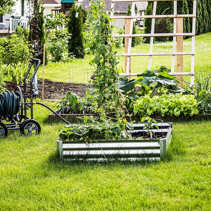 Backyard Expressions Galvanized Raised Garden Beds for Vegetables Large Metal Planter Box Steel Kit Flower Herb - 40x 40x 10.5H