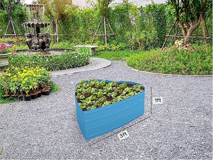 Plant &amp Plot Galvanized Raised Garden Beds Outdoor // Planter Raised Beds for Gardening Vegetables Flowers // Large Metal Garden Box (Teal) // Tool-Free Assembly