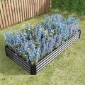 Raised Garden Bed Kit - Metal Raised Bed Garden 7.6x3.7x0.98ft for Flower Planters Vegetables Herb (Black)
