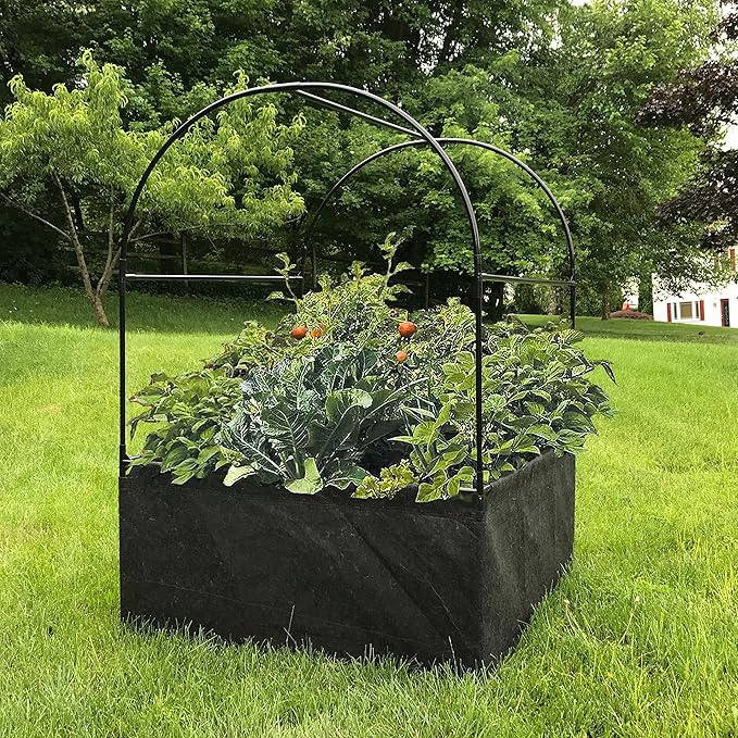 SIMPO 3-in-1 Garden System: Fabric Raised Garden Bed + Greenhouse Cover + Protective Net (44” x 44” x 61”)