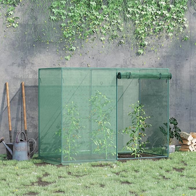 6' x 3' Crop Cage Plant Protection Tent with Zippered Doors for Vegetable Garden Backyard Green