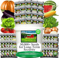 Survival Seed Vault: 50 Varieties 50000+ Non-GMO Heirloom Seeds - 5+ Year Supply in Secure Bucket + Growing Guide by B&ampKM Farms