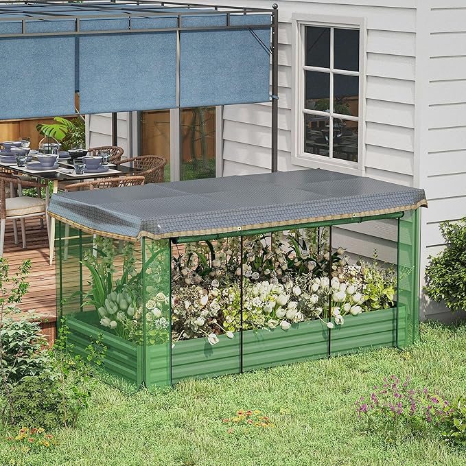 5x8ft Heavy Duty Weather Resistant UV-Resistant Garden Shade Cage Protection System Raised Bed Green Optimal Plant Growth