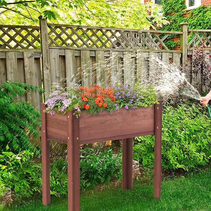 31x31x16 inch Raised Garden Bed with Legs Elevated Wooden Planter Box for Outdoor Plants Flowers Fruits Vegetable Herb Growingg