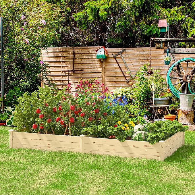 95''L x 49''H x 11''W Wooden Raised Garden Bed Divisible Elevated Planting Planter Box Kit with Open Base for Vegetables Flowers Herbs Ideal for Outdoor Gardening Backyard Patio