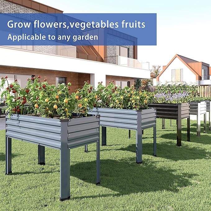 Galvanized Raised Garden Bed with Legs48×18×30in Elevated Planter Box for BackyardOutdoor Garden Patio Balcony 300lb CapacitySilver