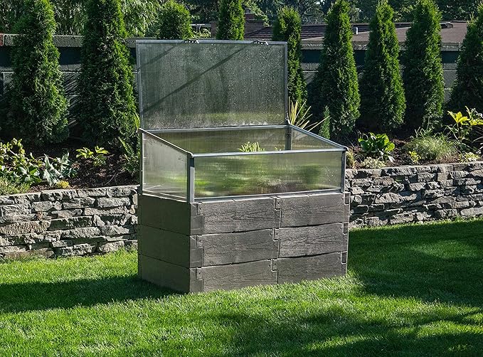 Exaco Juwel Kombi Dual Function Raised Bed &amp Cold Frame Gray Twin