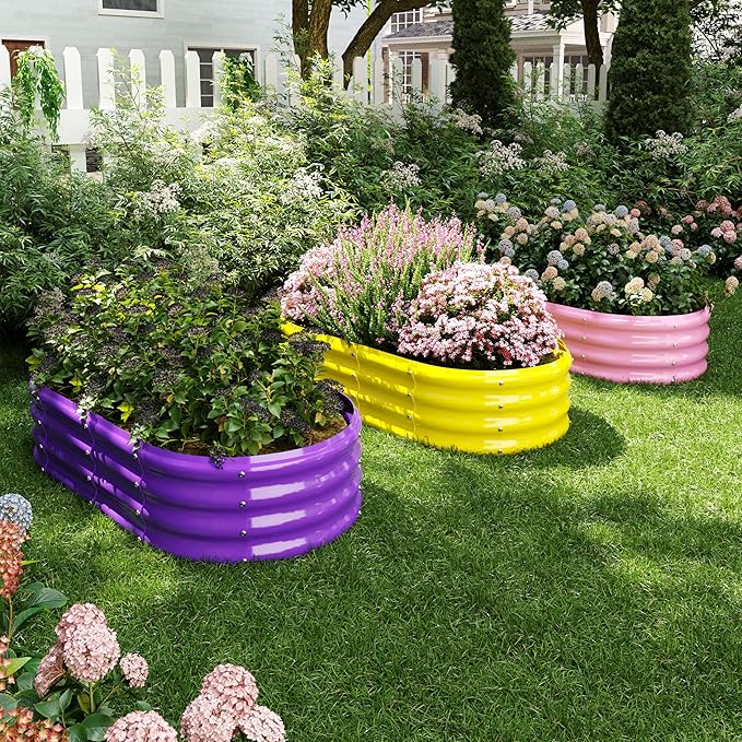 Galvanized Metal Planter Raised Garden Bed Kit for Gardening Outdoor8x2x1ft Planter Grow Garden Box Raised Flower BedLong Vegetable Clearance Herb Raised Garden Beds for Gardening