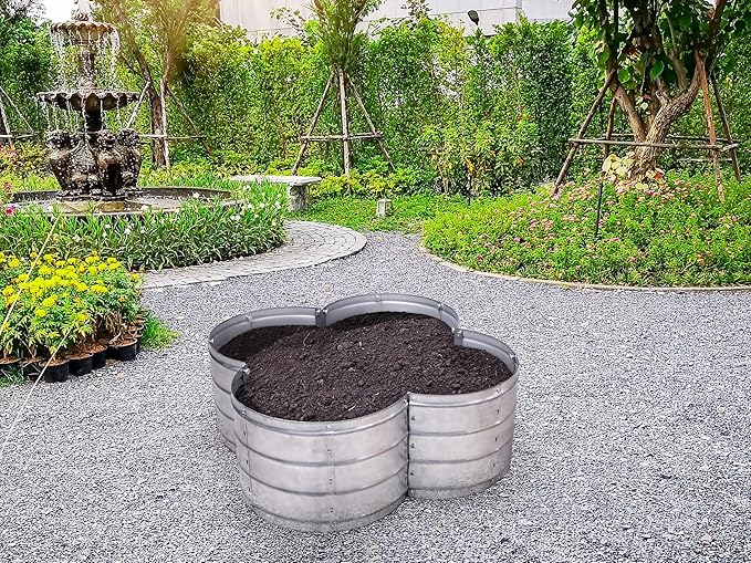Plant &amp Plot Galvanized Raised Garden Beds Outdoor // 3×3×1 ft Planter Raised Beds for Gardening Vegetables Flowers // Large Metal Garden Box (Silver) // Patented Tool-Free Design