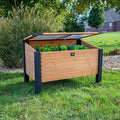 Backyard Discovery Aggie 4' x 2' Cedar Wood Cold Frame Portable Mini Greenhouse Raised Garden Planter with Temperature-Activated Polycarbonate Lid Mesh Drainage for Year-Round Outdoor Gardening