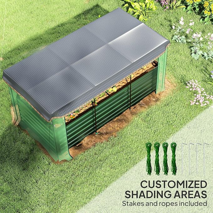 Crop Cage and Shade Cloth with Raised Garden BedGalvanized Steel Planter Box CI752