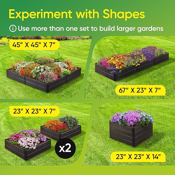 Raised Garden Bed Made of 100% Recycled Plastic Panels | Garden Boxes with Legs or Without | Holding 9.2 cu ft of Soil |by D.F. Omer