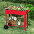 PHI VILLA Raised Garden Bed Planters for Outdoor Plants with Legs Planter Box with Wheels for Herb/Vegetables/Flower/PatioRed