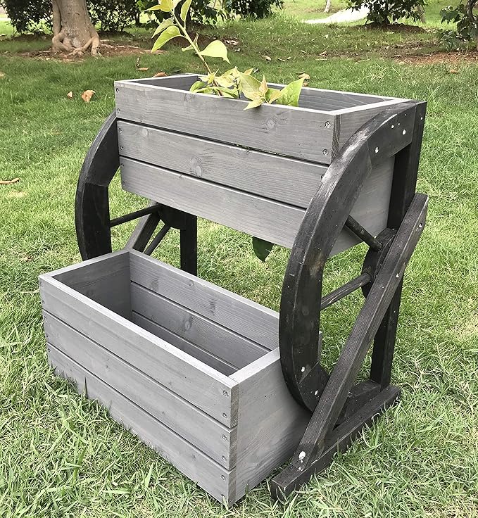 Seny 2 Tier Raised Garden Bed Wooden Elevated Garden Planter Kit Outdoor Indoor Solid Wood 23 x 15 x 21in