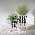S2 1012 Diamond Planter W Wood Legs Black(KD)