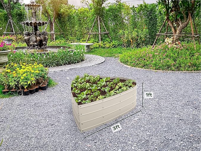 Plant &amp Plot Galvanized Raised Garden Beds Outdoor // Planter Raised Beds for Gardening Vegetables Flowers // Large Metal Garden Box (White) // Tool-Free Assembly