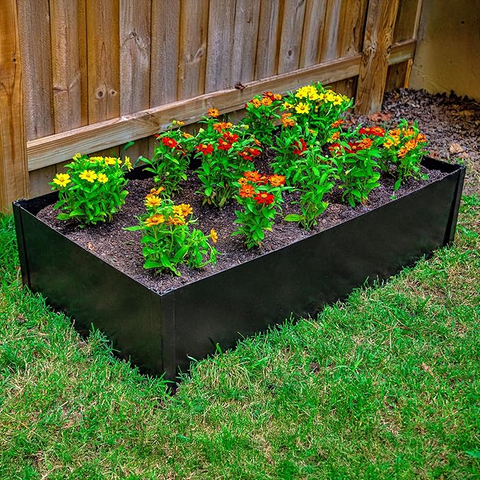 14 in. Tall x 2 ft x 4 ft Metal Raised Garden Bed Kit – Durable Steel Garden Box with Serrated Edging Outdoor Raised Bed for Vegetables Herbs &amp Flowers Made in USA by Tie Down