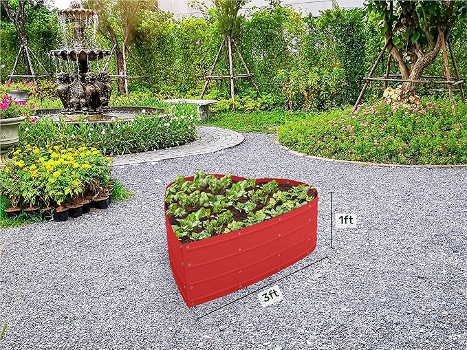 Plant &amp Plot Galvanized Raised Garden Beds Outdoor // Planter Raised Beds for Gardening Vegetables Flowers // Large Metal Garden Box (Red) // Tool-Free Assembly