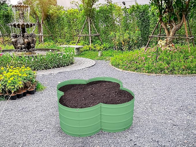 Galvanized Raised Garden Beds Outdoor // 3×3×1 ft &amp 4×4×1 ft Planter Raised Beds for Gardening Vegetables Flowers // Large Metal Garden Box (Light Green) // Patent Pending Tool-Free Assembly