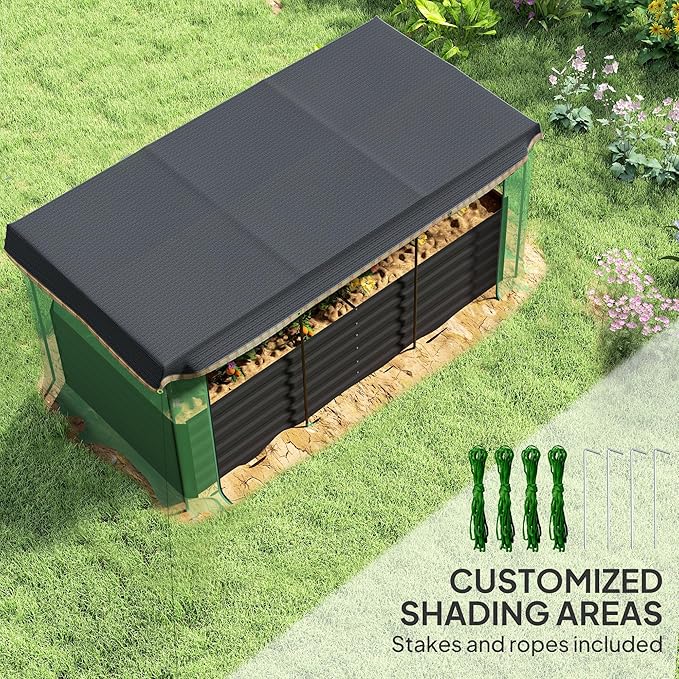 Raised Garden BedGalvanized Steel Planter Box with Crop Cage and Shade Cloth VI549