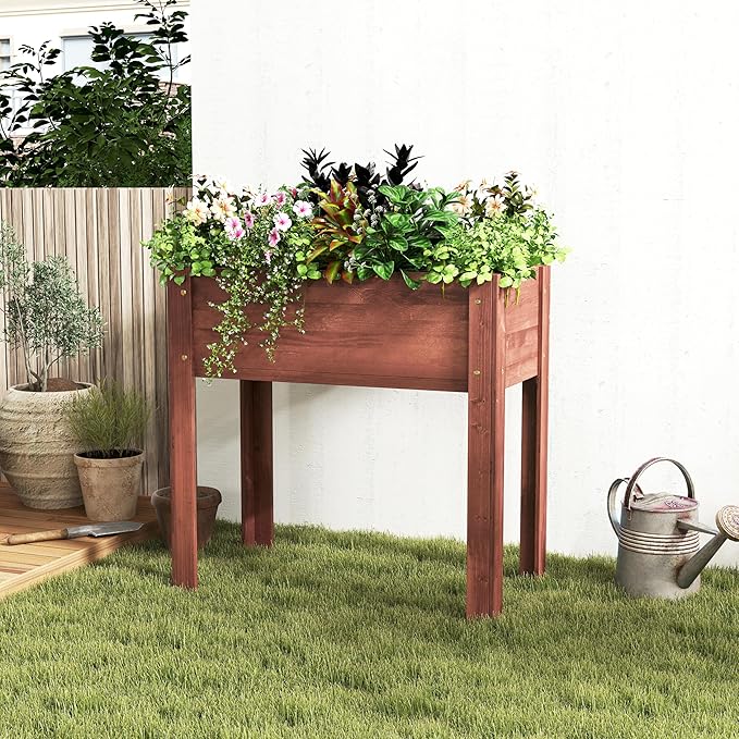 31x31x16 inch Raised Garden Bed with Legs Elevated Wooden Planter Box for Outdoor Plants Flowers Fruits Vegetable Herb Growingg