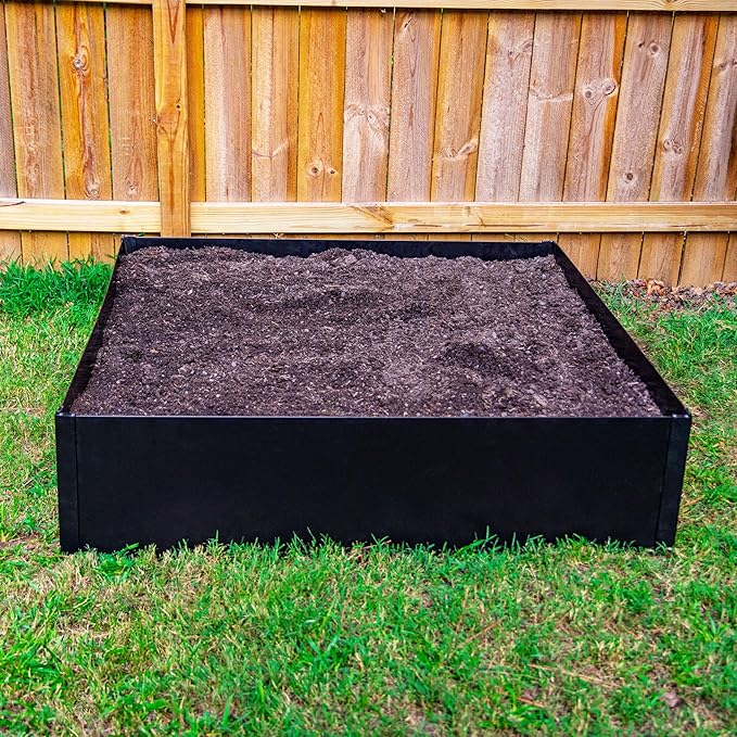 14 in. Tall x 4 ft x 4 ft Metal Raised Garden Bed Kit – Large Steel Garden Box with Serrated Ground Edging Heavy-Duty Raised Bed for Vegetables &amp Flowers Made in USA by Tie Down