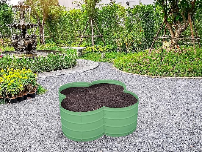 Plant &amp Plot Galvanized Raised Garden Beds Outdoor // 3×3×1 ft Planter Raised Beds for Gardening Vegetables Flowers // Large Metal Garden Box (Light Green) // Patented Tool-Free Design