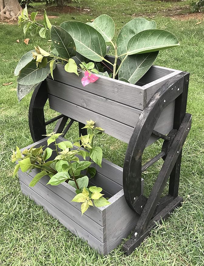 Seny 2 Tier Raised Garden Bed Wooden Elevated Garden Planter Kit Outdoor Indoor Solid Wood 23 x 15 x 21in