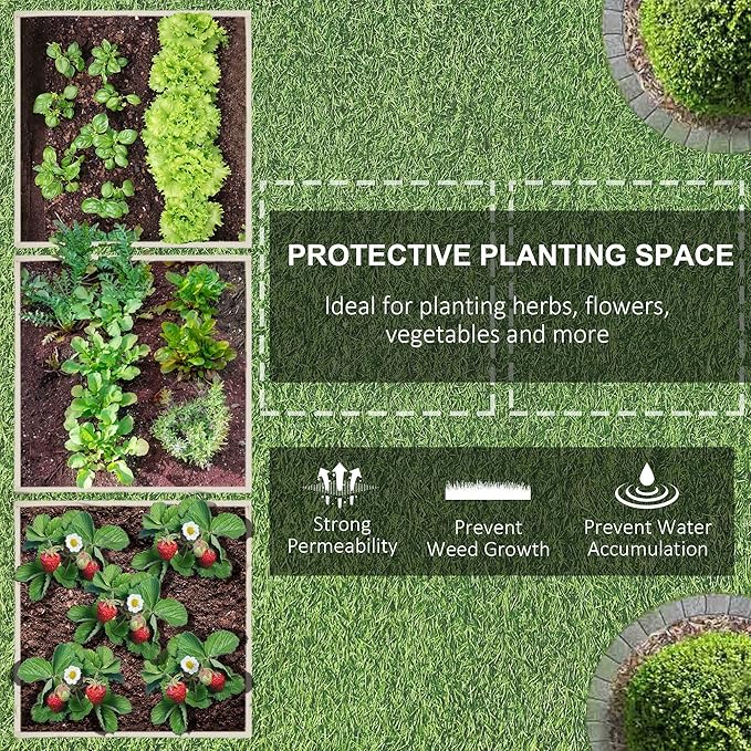 Raised Garden Bed Kit 4' x 4' Outdoor Wooden Planter Box with 9 Growing Grids for Plants and Herbs