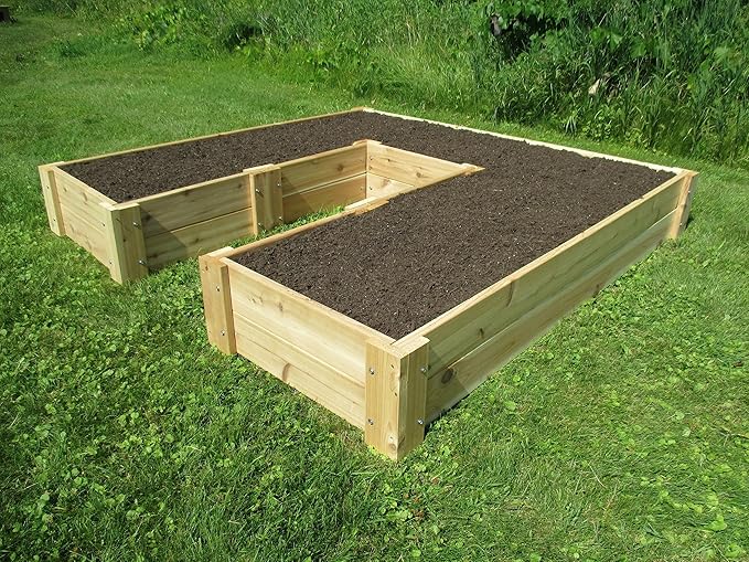 U-Shaped Cedar Raised Garden Bed 6 ft x 6 ft - Made in USA Long-Lasting 1 Thick North American Cedar That is Smooth on All 4 Sides
