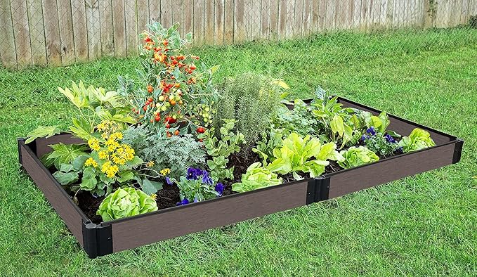 Frame It All Raised Garden Bed (4 x 8 x 5.5) 1-inch Timber Profile Raised Bed Easy to Assemble Planter Bed with Bottomless Pit for Deep-Rooted Vegetables Fruits Flowers and Herbs Weathered Wood