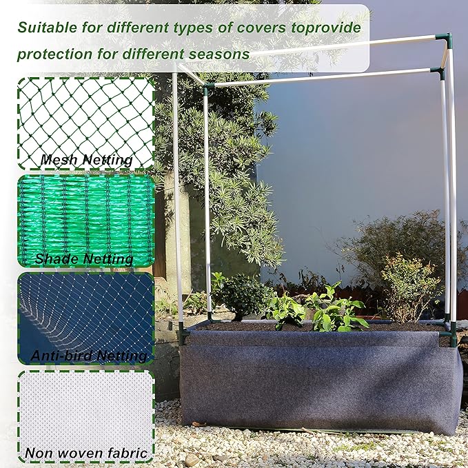 Gardzen Raised Grow Bed with PVC Frame - 47.2x23.5x16.9 Breathable Planter Raised Bed No-Till Design Includes Pipes &amp Connectors Air-Pruning for Healthier Plants