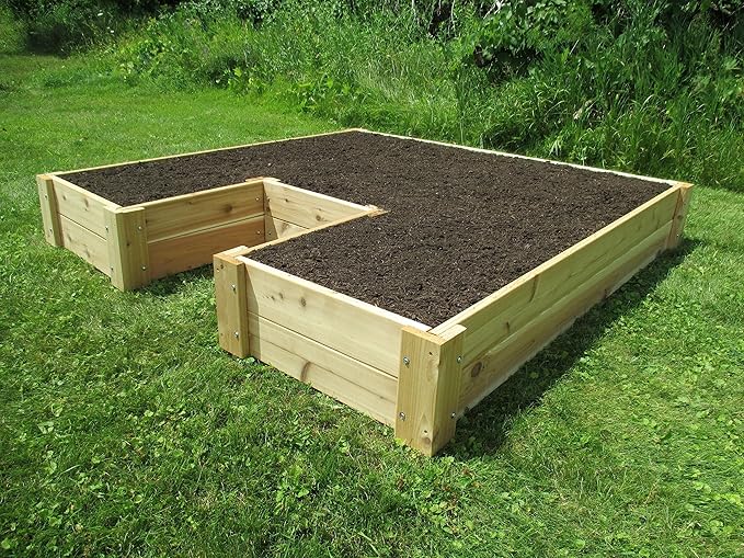 U-Shaped Cedar Raised Garden Bed 6 ft x 6 ft - Made in USA Long-Lasting 1 Thick North American Cedar That is Smooth on All 4 Sides