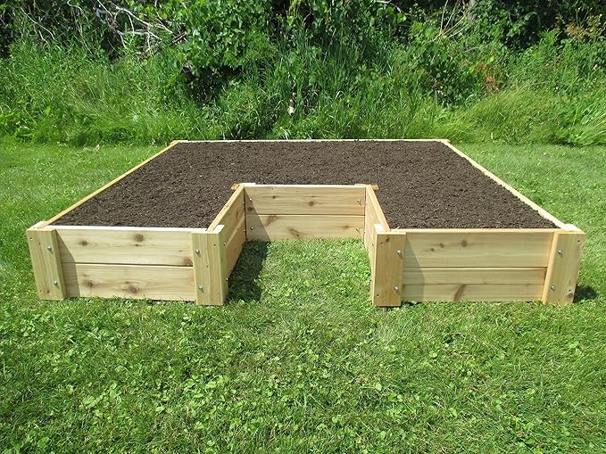 U-Shaped Cedar Raised Garden Bed 6 ft x 6 ft - Made in USA Long-Lasting 1 Thick North American Cedar That is Smooth on All 4 Sides