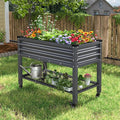 VEIKOU 48 x 24 x 34in Galvanized Steel Raised Garden Bed for Outdoor with Shelf and Casters Drainage Holes Steel Planter Box for Gardening Vegetable Flower Herb 507 lbs Capacity Gray