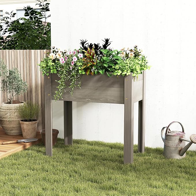 31x31x16 inch Raised Garden Bed with Legs Elevated Wooden Planter Box for Outdoor Plants Flowers Fruits Vegetable Herb Growingg
