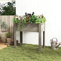 Raised Garden Bed with Legs Elevated Wooden Planter Box for Backyard Patio Balcony Deep Grow Box for Vegetables Flowers Fruits &amp Herbs (Grey 31x31x16in)