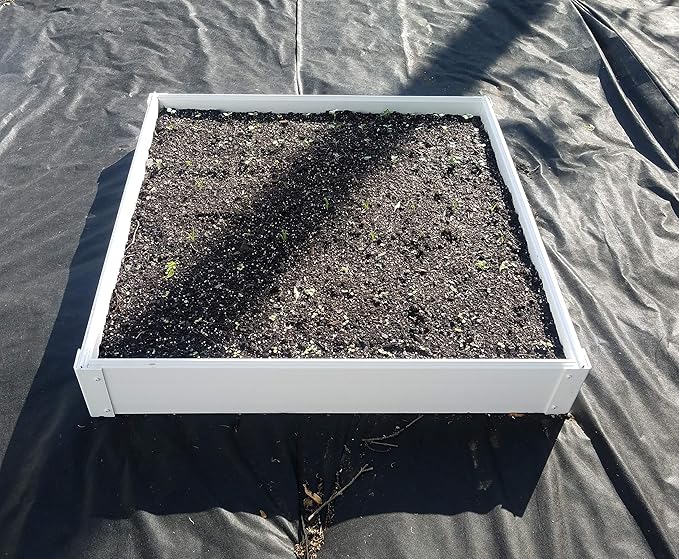 3 x 3 Square Foot Design Stack-able White Vinyl Raised Garden Bed